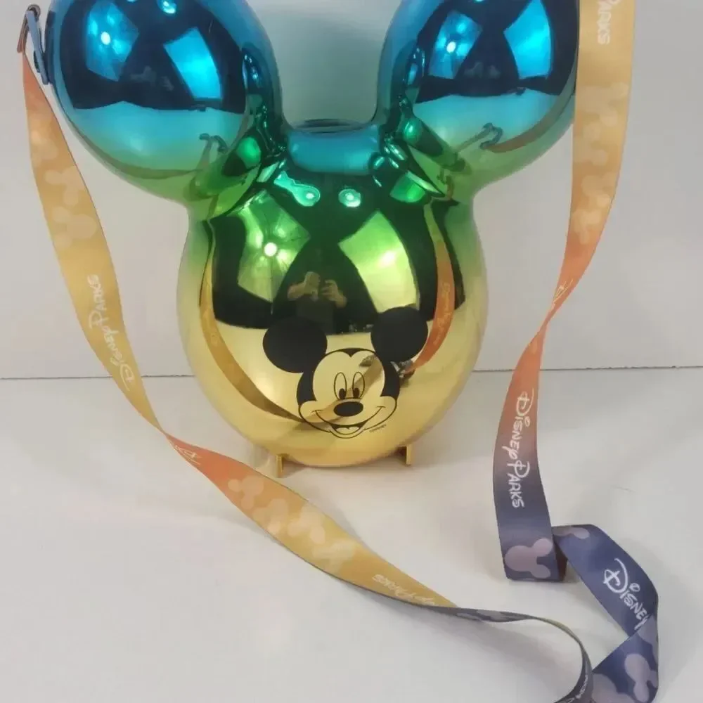 NEW! Disney Balloon Mickey-head Popcorn Bucket Metallic Blue, Green Gold Ombre